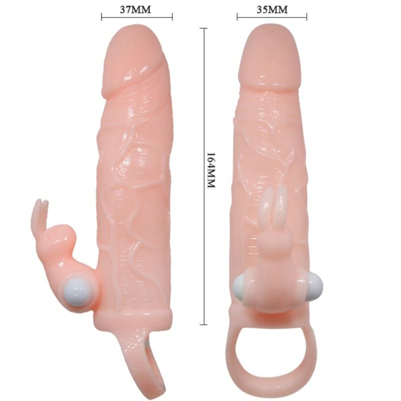 BAILE - COUVERCLE DE PÉNIS BRAVE MAN AVEC CHAIR DE LAPIN ET DOUBLE MOTEUR 16.5 CM - Sensualia