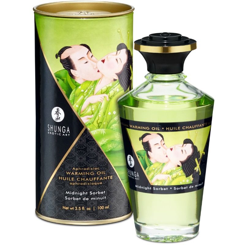 SHUNGA - HUILE DE MASSAGE À EFFET CHALEUR SAVEUR SORBT DE MINUIT 100 ML - Sensualia