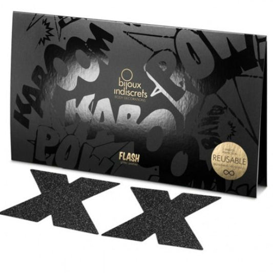 BIJOUX - INDISCRETS FLASH CROSS NIPPLE CAPS NOIR - Sensualia