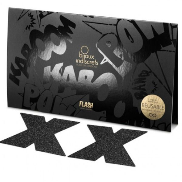 BIJOUX - INDISCRETS FLASH CROSS NIPPLE CAPS NOIR - Sensualia