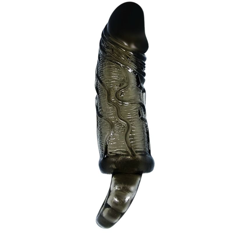 BAILE - HOUSSE DEXTENSION DE PÉNIS AVEC SANGLE POUR TESTICULES NOIR 13.5 CM - Sensualia