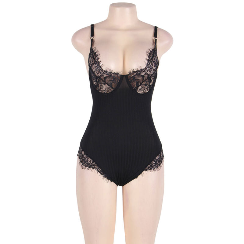 SUBBLIME - QUEEN PLUS TEDDY AVEC CLAIRS ET FRANGES NOIR - Sensualia