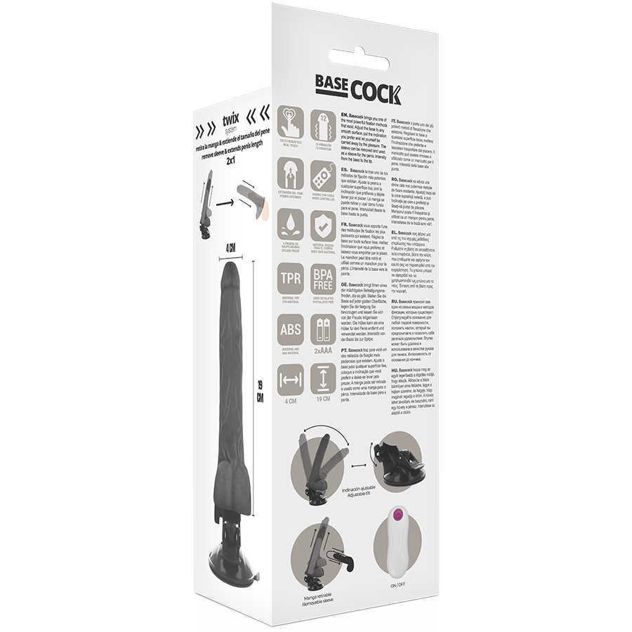 BASECOCK - VIBRATEUR NATUREL RÉALISTE TÉLÉCOMMANDE 19 CM -O- 4 CM - Sensualia