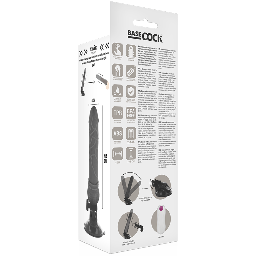 BASECOCK - VIBRATEUR TÉLÉCOMMANDE NATUREL RÉALISTE 19.5 CM -O- 4 CM - Sensualia