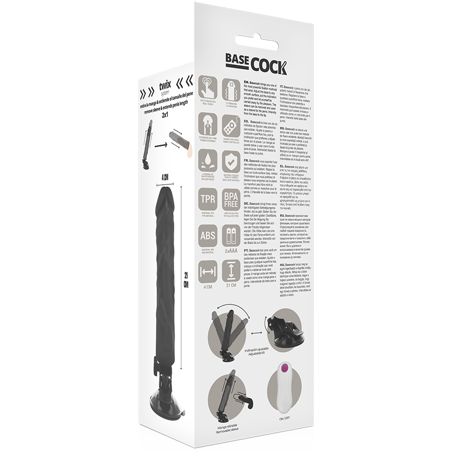 BASECOCK - VIBRATEUR RÉALISTE TÉLÉCOMMANDE NATUREL 21 CM -O- 4 CM - Sensualia