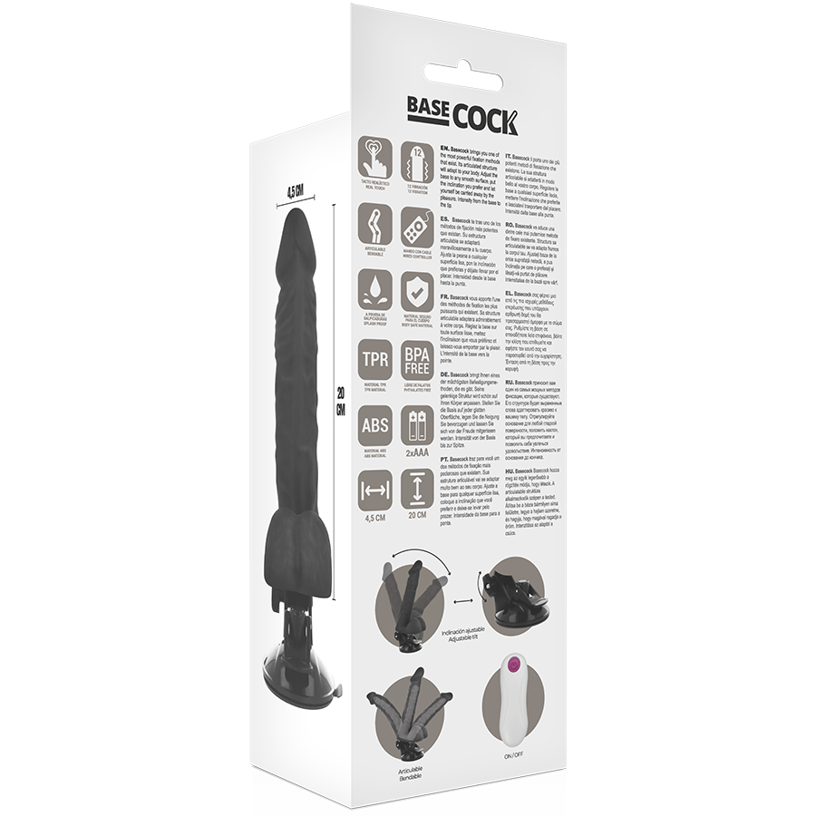 BASECOCK - VIBRATEUR ARTICULABLE TÉLÉCOMMANDE NATUREL 20 CM -O- 4.5 CM - Sensualia