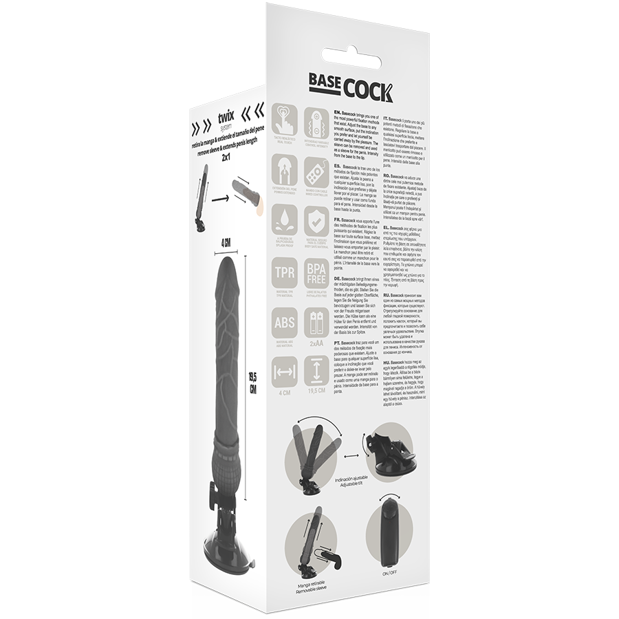 BASECOCK - VIBRATEUR RÉALISTE TÉLÉCOMMANDE NATUREL 19.5 CM -O- 4 CM - Sensualia