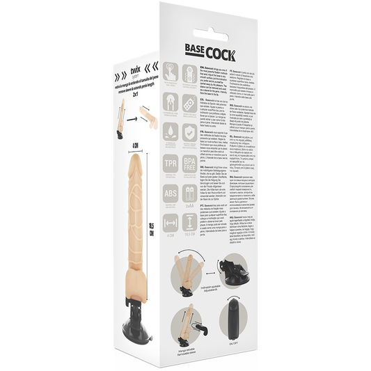BASECOCK - VIBRATEUR TÉLÉCOMMANDE NATUREL RÉALISTE 18.5 CM -O- 4CM - Sensualia