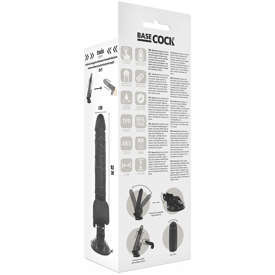 BASECOCK - VIBRATEUR TÉLÉCOMMANDE NATUREL RÉALISTE 18.5 CM -O- 4CM - Sensualia