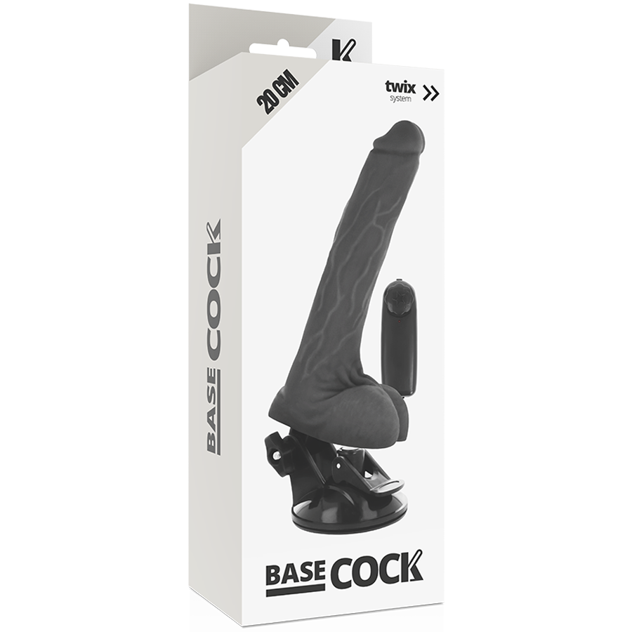 BASECOCK - VIBRATEUR NATUREL RÉALISTE TÉLÉCOMMANDE AVEC TESTICULES 20 CM -O- 4 CM - Sensualia