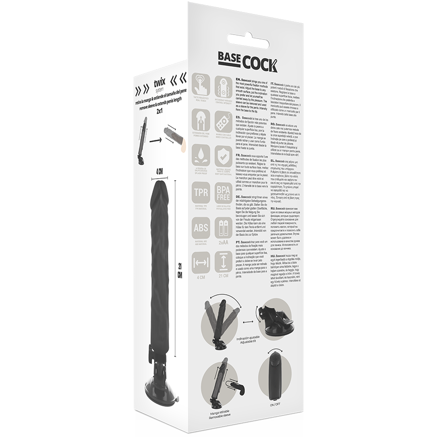 BASECOCK - VIBRATEUR RÉALISTE TÉLÉCOMMANDE NATUREL 21 CM -O- 4 CM - Sensualia