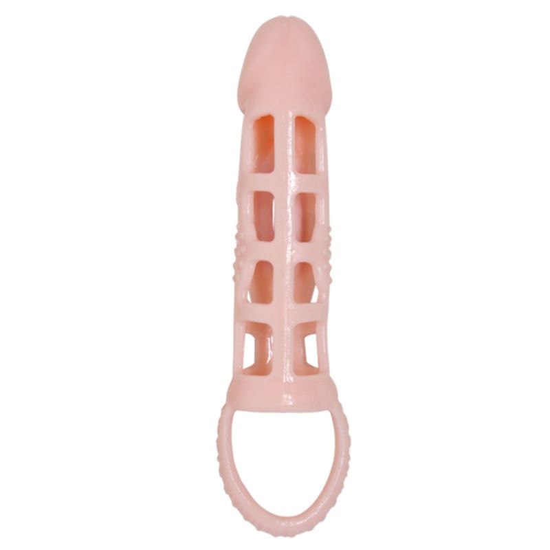 BAILE - COUVERTURE DEXTENSION DE PÉNIS AVEC VIBRATION ET SANGLE NATURELLE 13,5 CM - Sensualia