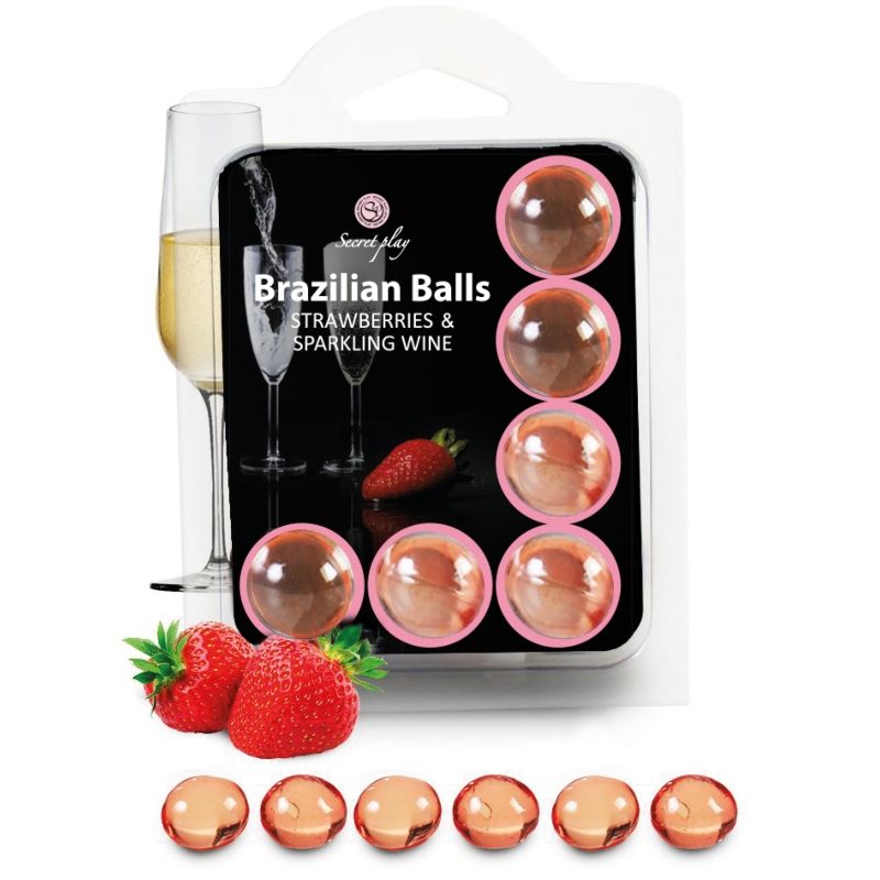 SECRETPLAY - SET 6 BOULES BRÉSILIENNES FRAISES AU CAVA - Sensualia