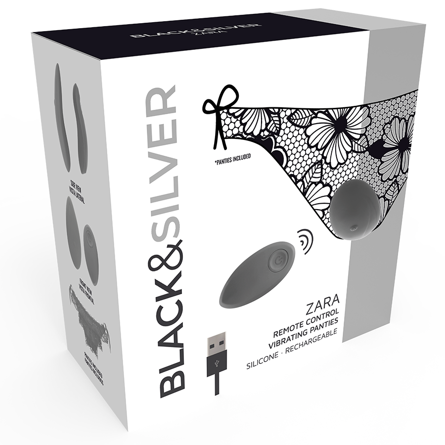 BLACK&SILVER - STIMULATEUR À TÉLÉCOMMANDE ZARA AVEC CULOTTE GRATUITE BLACK&SILVER