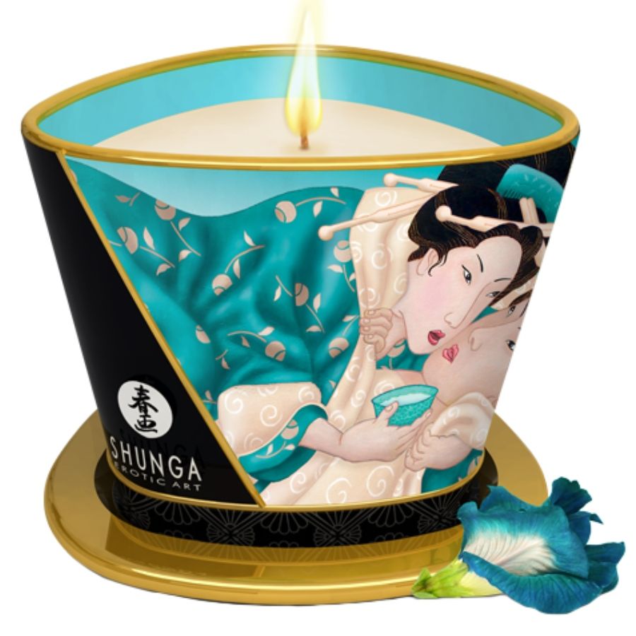 SHUNGA - BOUGIE DE MASSAGE FLEURS DES ÎLES 170 ML - Sensualia