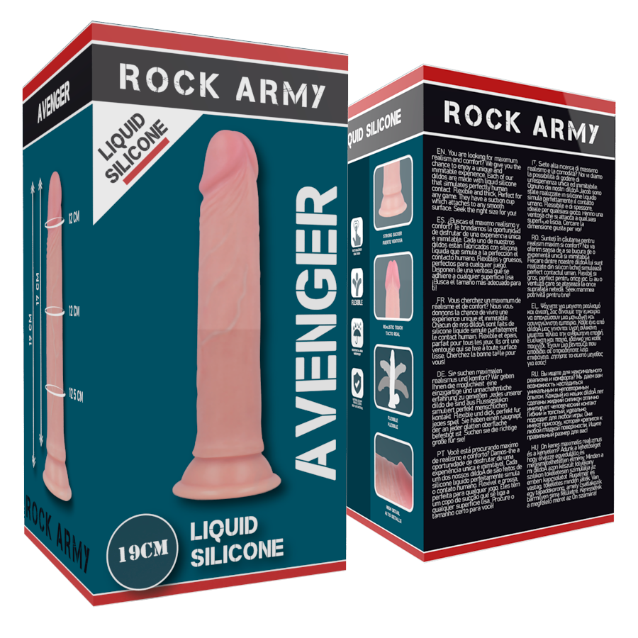 ROCKARMY - LIQUIDE SILICONE PREMIUM AVENGER REALISTIC 19 CM -O- 3.98 CM - Sensualia