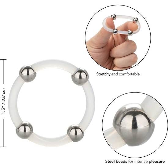 CALEXOTICS - BAGUE EN SILICONE PERLÉE ACIER L - Sensualia