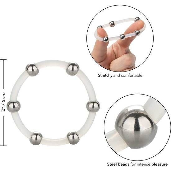 CALEXOTICS - BAGUE EN SILICONE PERLÉE ACIER XL - Sensualia