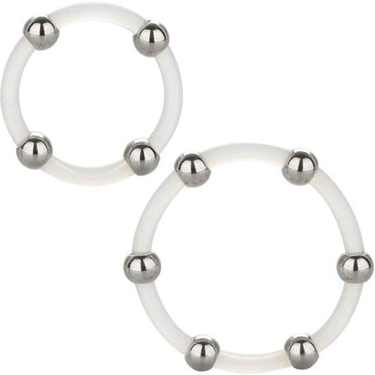 CALEXOTICS - ENSEMBLE DE BAGUES EN SILICONE PERLÉES EN ACIER CALEXOTICS