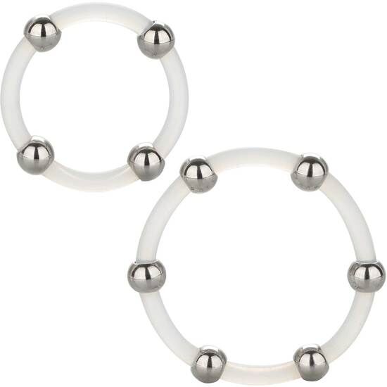 CALEXOTICS - ENSEMBLE DE BAGUES EN SILICONE PERLÉES EN ACIER - Sensualia