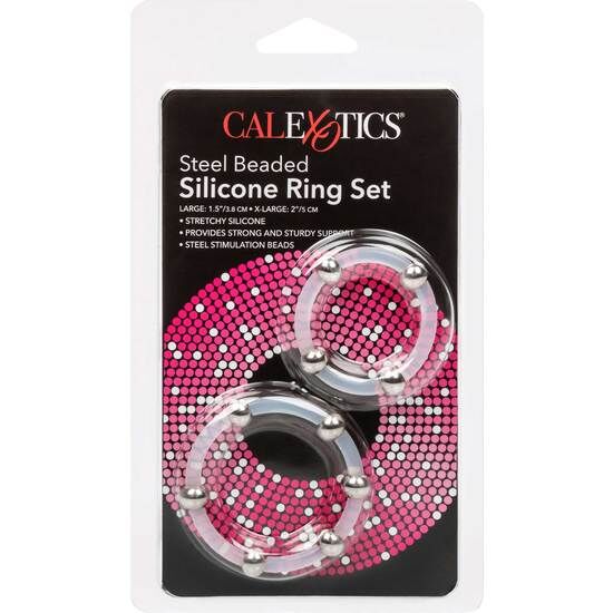 CALEXOTICS - ENSEMBLE DE BAGUES EN SILICONE PERLÉES EN ACIER - Sensualia