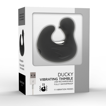 BLACK&SILVER - DÉ À DÉS À CANARD RECHARGEABLE EN SILICONE STIMULANT DUCKYMANIA BLACK&SILVER