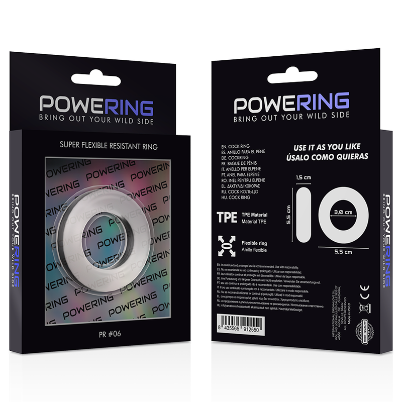 POWERING - ANNEAU PÉNIS SUPER FLEXIBLE ET RÉSISTANT 5,5CM PR06 CLAIR POWERING