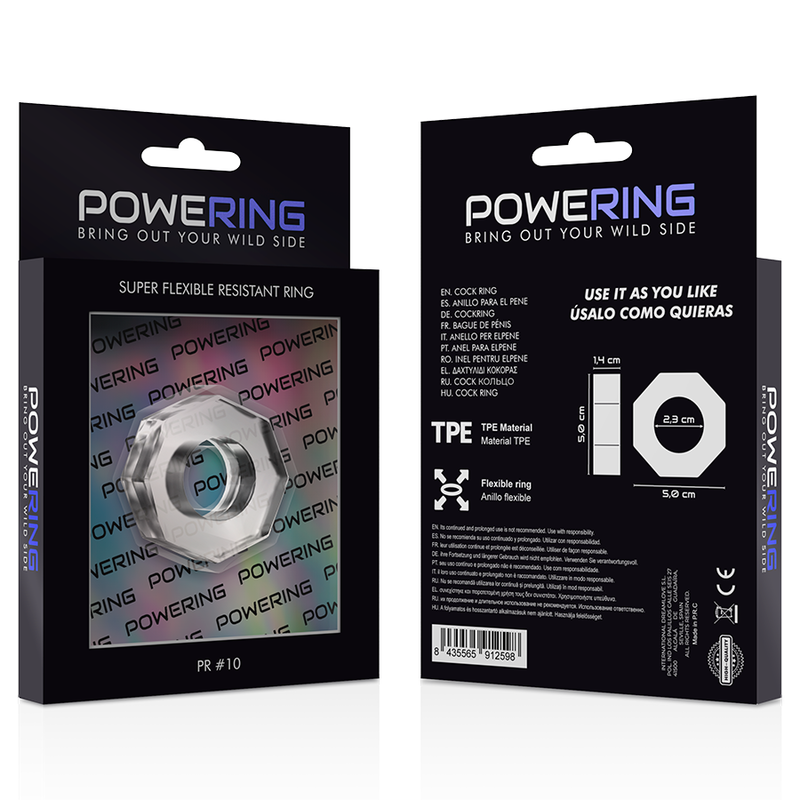 POWERING - ANNEAU PÉNIS SUPER FLEXIBLE ET RÉSISTANT 5CM PR10 CLAIR POWERING