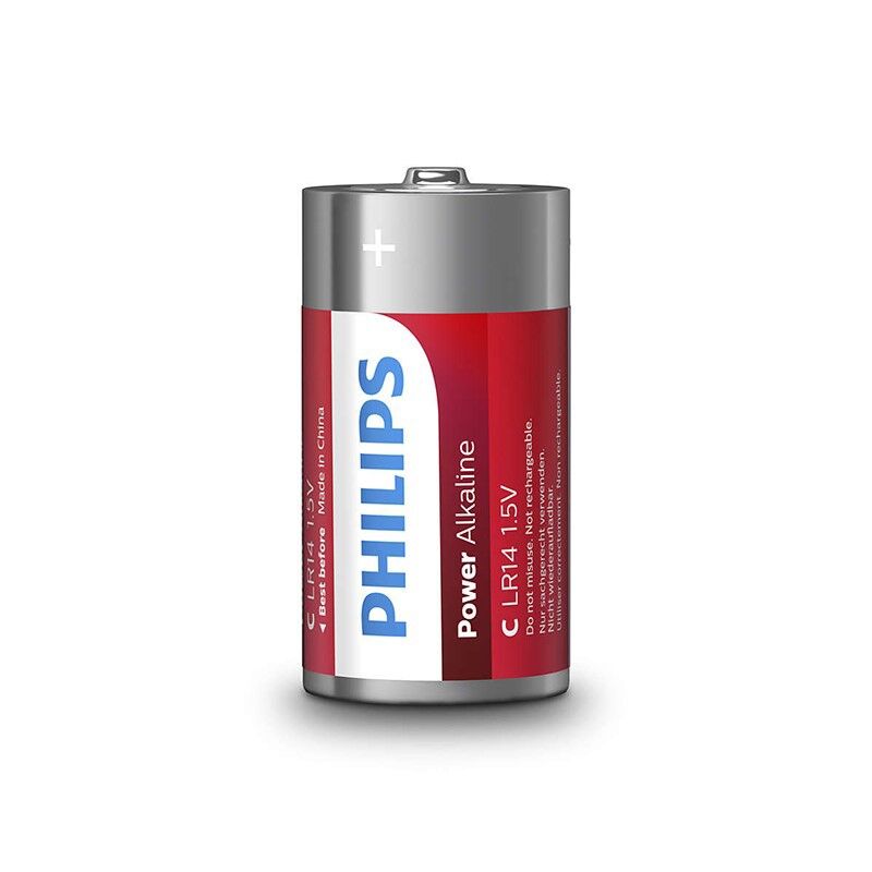 PHILIPS - PLAQUETTE PHILIPS POWER ALCALINE PILA C LR14 * 2 - Sensualia