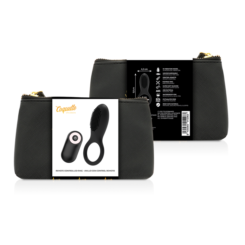 COQUETTE CHIC DESIRE - COCKRING TÉLÉCOMMANDE RECHARGEABLE NOIR/ OR - Sensualia