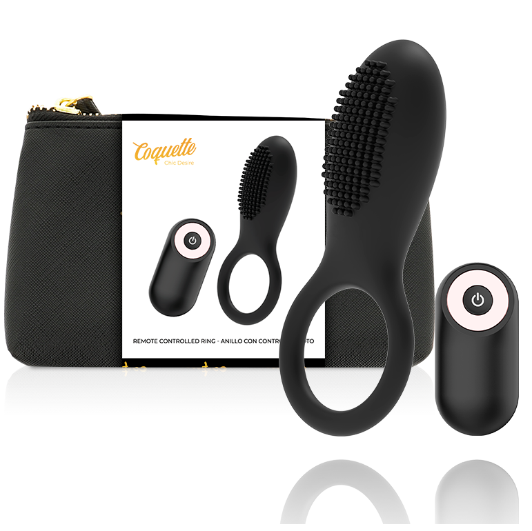 COQUETTE CHIC DESIRE - COCKRING TÉLÉCOMMANDE RECHARGEABLE NOIR/ OR - Sensualia