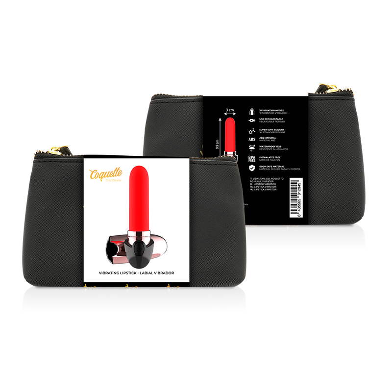 COQUETTE CHIC DESIRE - VIBRATEUR RECHARGEABLE ROUGE A LÈVRES NOIR/ OR - Sensualia