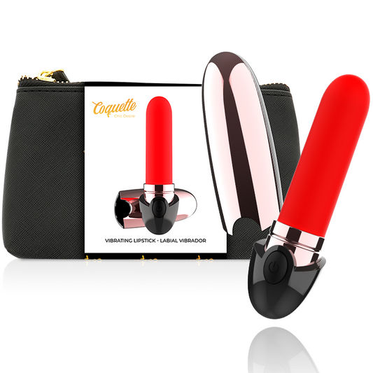 COQUETTE CHIC DESIRE - VIBRATEUR RECHARGEABLE ROUGE A LÈVRES NOIR/ OR COQUETTE TOYS