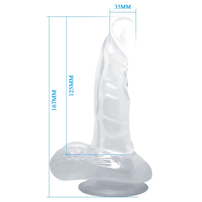 BAILE - GODE RÉALISTE AVEC VENTOUSE ET TESTICULES 16.7 CM TRANSPARENT - Sensualia