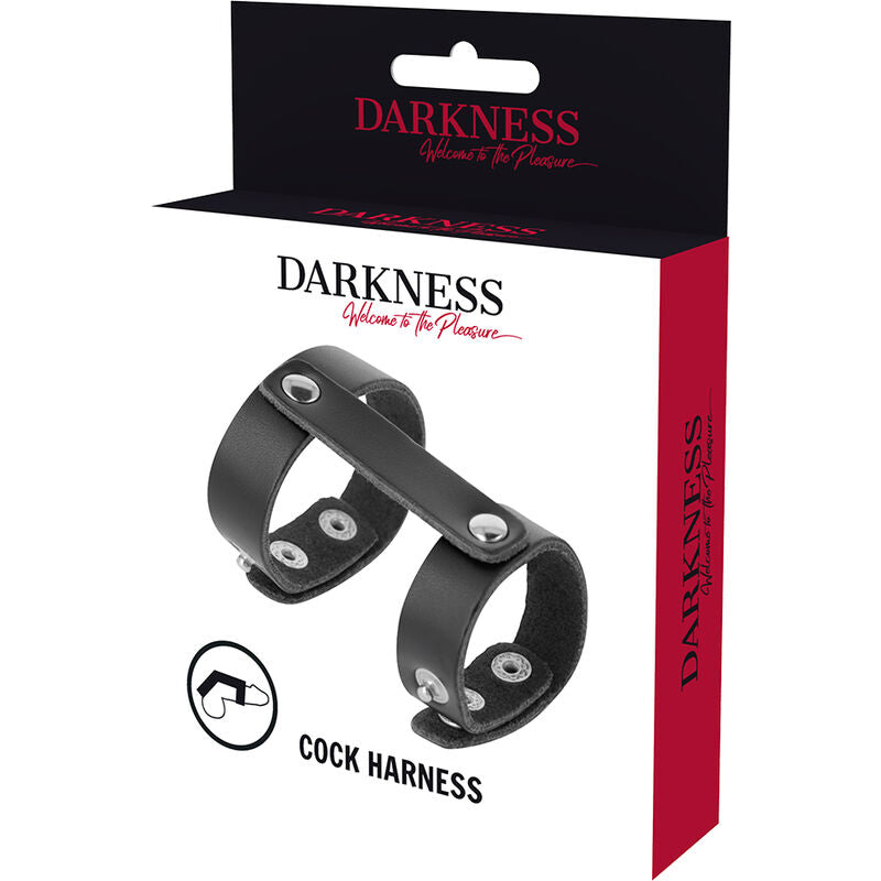 DARKNESS - ANNEAU DE PÉNIS ET TESTICULES RÉGLABLE EN CUIR - Sensualia