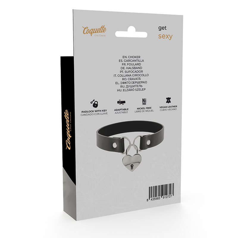 COQUETTE CHIC DESIRE - COLLIER EN CUIR VEGAN AVEC ACCESSOIRE COEUR AVEC CL? - Sensualia