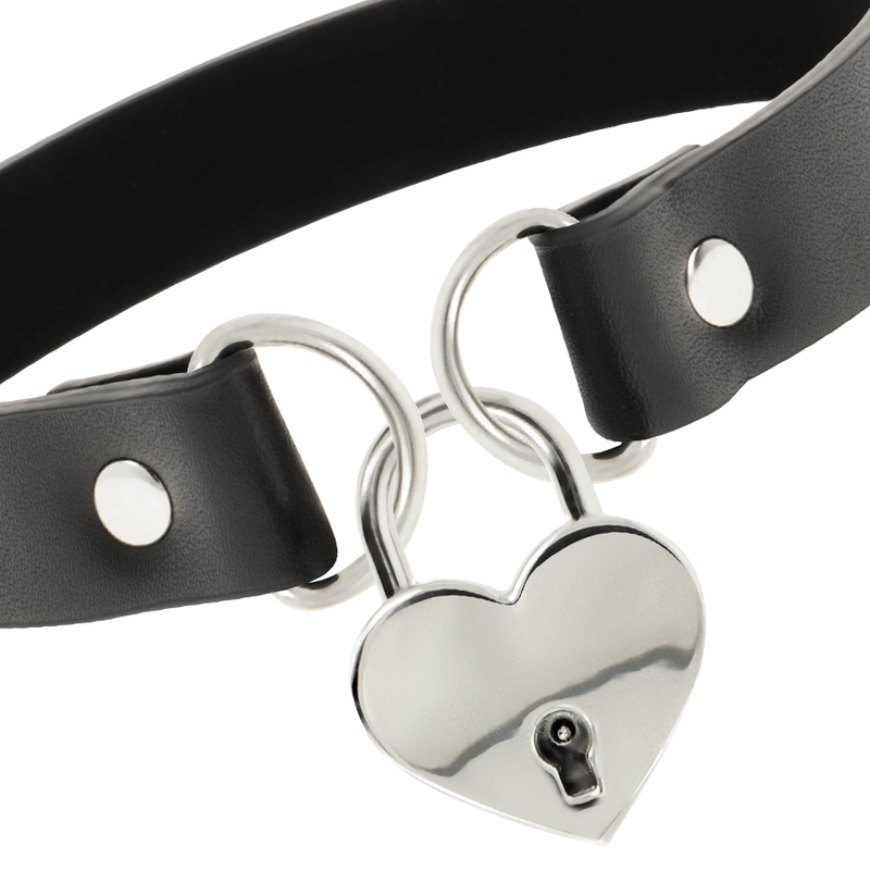 COQUETTE CHIC DESIRE - COLLIER EN CUIR VEGAN AVEC ACCESSOIRE COEUR AVEC CL? - Sensualia
