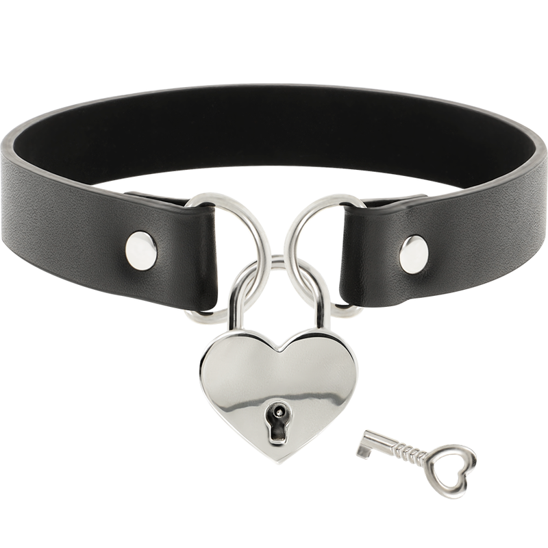 COQUETTE CHIC DESIRE - COLLIER EN CUIR VEGAN AVEC ACCESSOIRE COEUR AVEC CL? - Sensualia