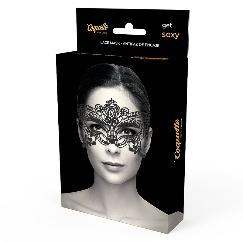 COQUETTE CHIC DESIRE - MASQUE LARGE EN DENTELLE NOIRE - Sensualia