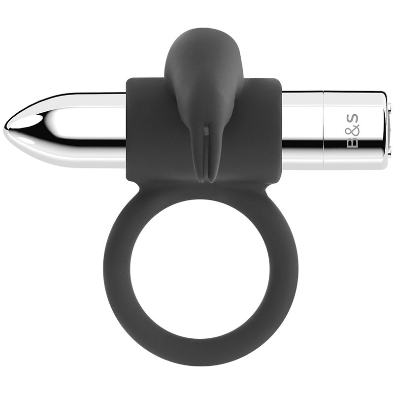 BLACK&SILVER - BAGUE RECHARGEABLE BURTON 10 MODES DE VIBRATION BLACK&SILVER
