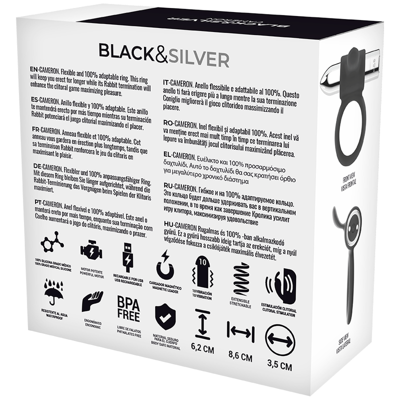BLACK&SILVER - BAGUE RECHARGEABLE CAMERON ARGENT BLACK&SILVER