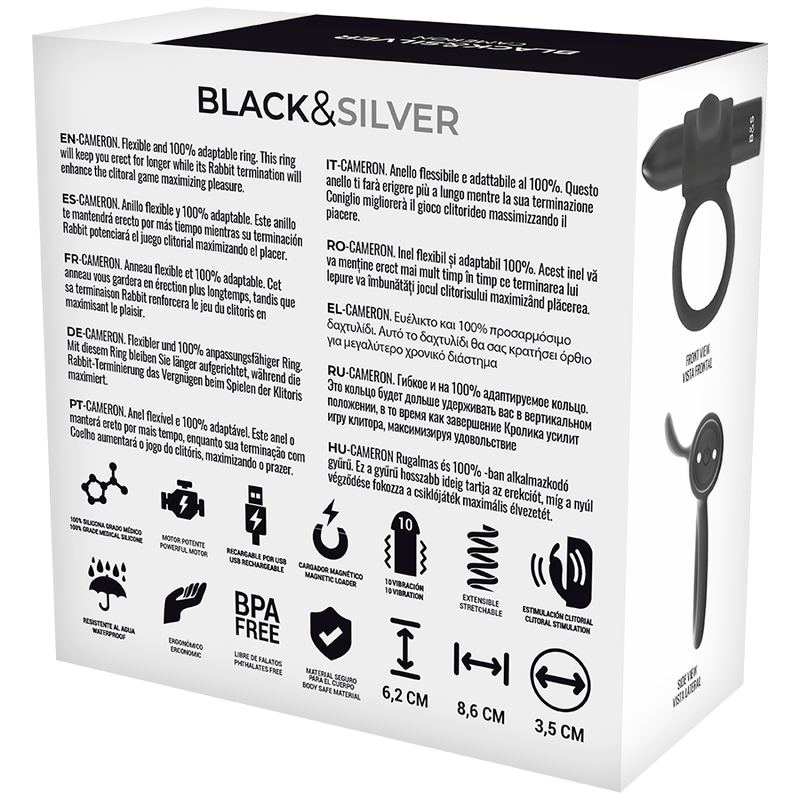 BLACK&SILVER - BAGUE RECHARGEABLE CAMERON NOIR BLACK&SILVER