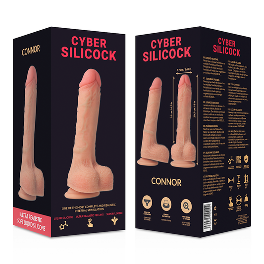 CYBER SILICOCK - STRAP-ON CONNOR SILICONE LIQUIDE AVEC 3 ANNEAUX GRATUITS 20.5 CM -O- 3.7 CM - Sensualia