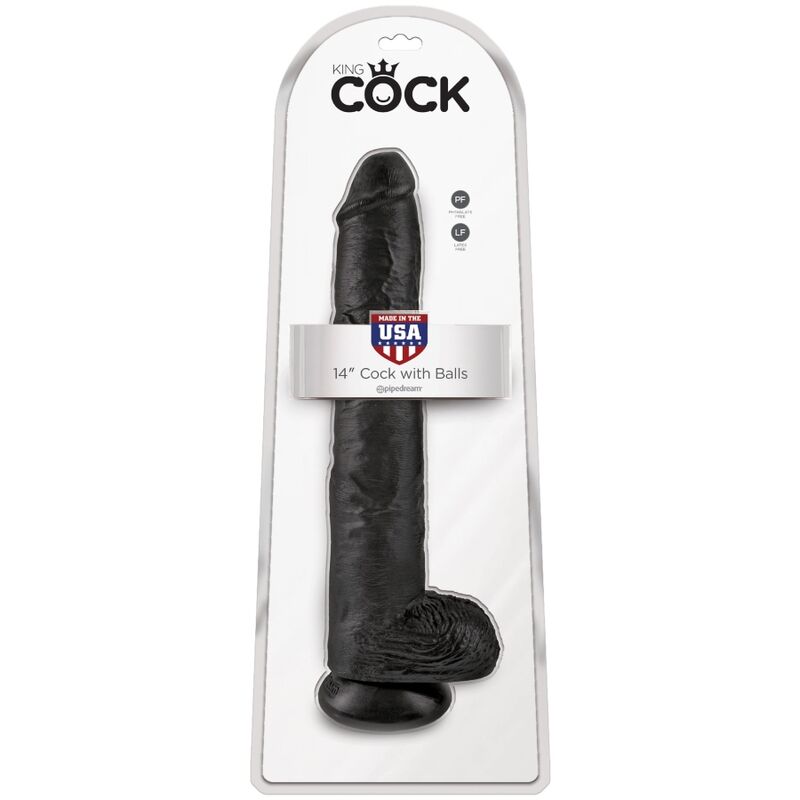 KING COCK - PÉNIS RÉALISTE AVEC BOULES 30.5 CM NOIR - Sensualia