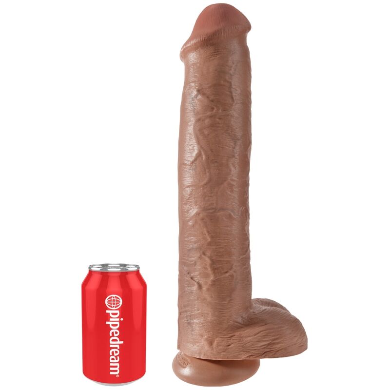 KING COCK - PÉNIS RÉALISTE AVEC BOULES 34.2 CM CARAMEL - Sensualia