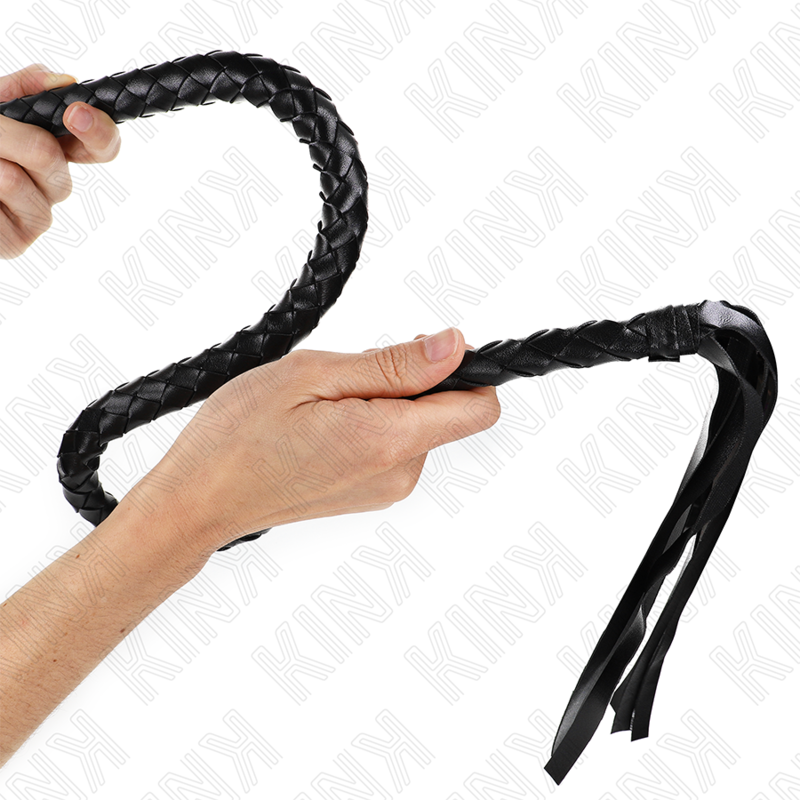 KINK - FOUET SERPENT AVEC ANNEAU À MAIN NOIR 65 CM - Sensualia