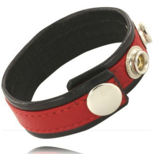LEATHER BODY - BITE ET SANGLE  BALLES AVEC PRESSIONS - NOIR ET ROUGE - Sensualia