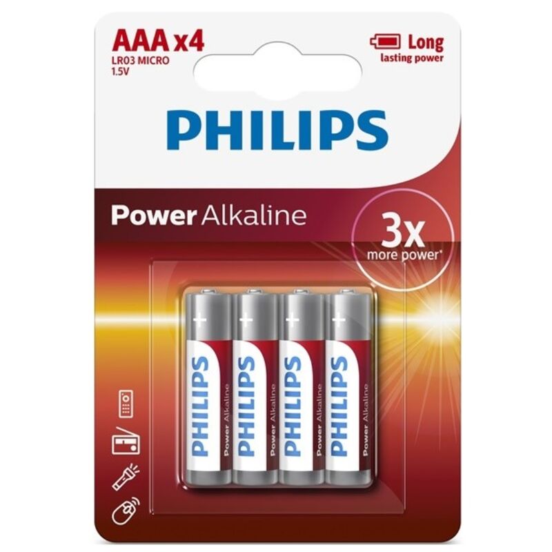 PHILIPS - PILE POWER ALCALINE AAA LR03 PAQUET DE 4 - Sensualia