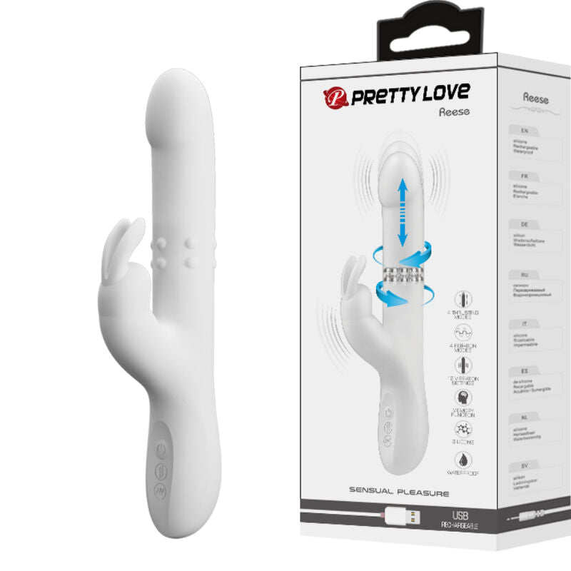 PRETTY LOVE - VIBRATEUR REESE AVEC ROTATION ARGENTÉE - Sensualia