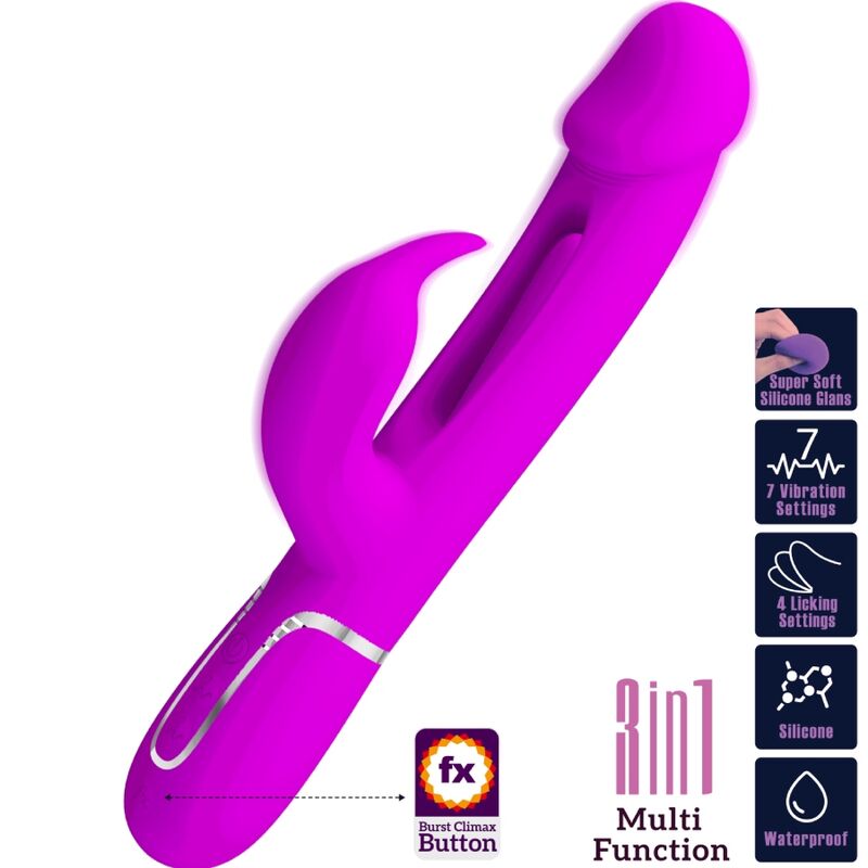 PRETTY LOVE - VIBRATEUR DEJON RABBIT 3 EN 1 MULTIFONCTION  FUCSIA - Sensualia